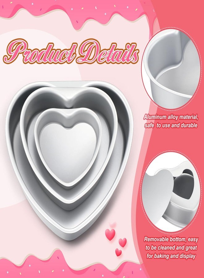 FoldTier 6 Pcs Valentine's Day Heart Cake Pan Aluminum Cake Pan with Removable Bottom 4 Inch/6 Inch/8 Inch Nonstick Baking DIY Baking Mold Tool for Valentines Xmas Wedding Birthday Holiday Party - Image 2